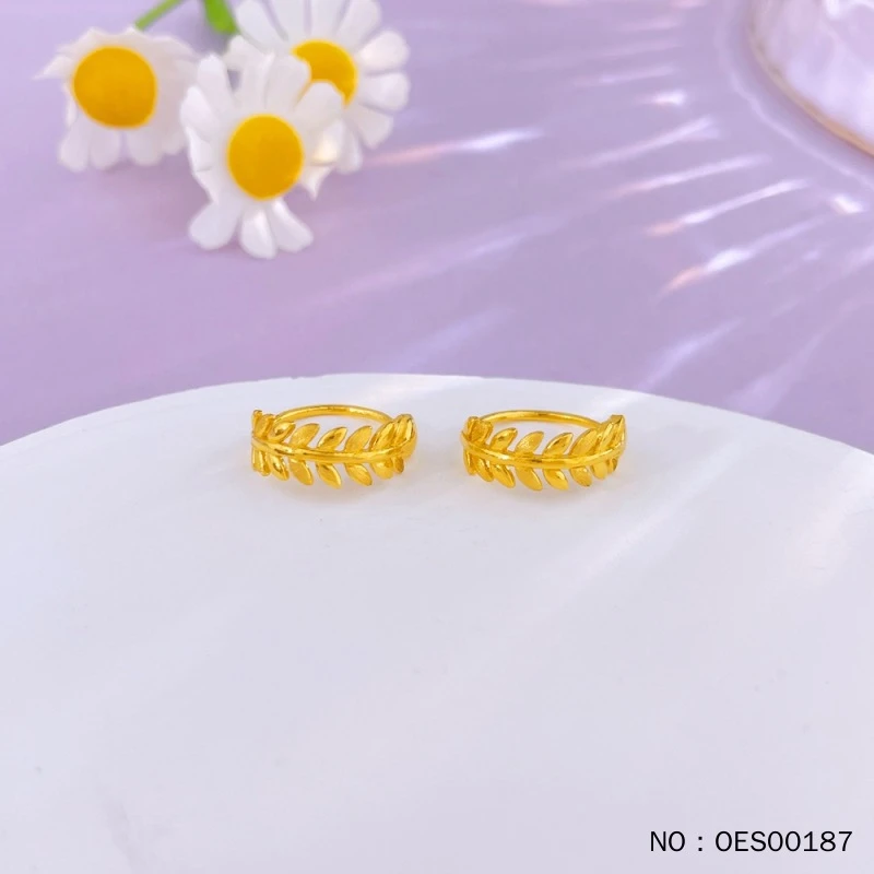 足金9999镂空丰收麦穗耳饰