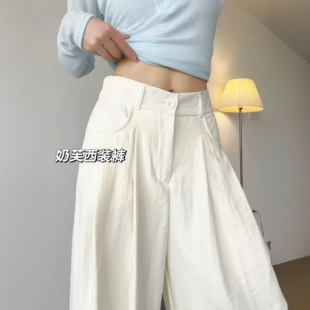 2025新款奶芙西装山本裤女夏季薄款高腰显瘦垂感宽松直筒裤阔腿裤