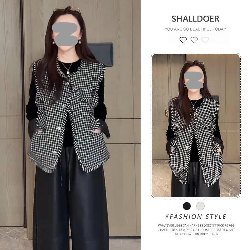 法式小香风格纹马甲外套女2025春秋新款时尚显瘦气质坎肩开衫上衣
