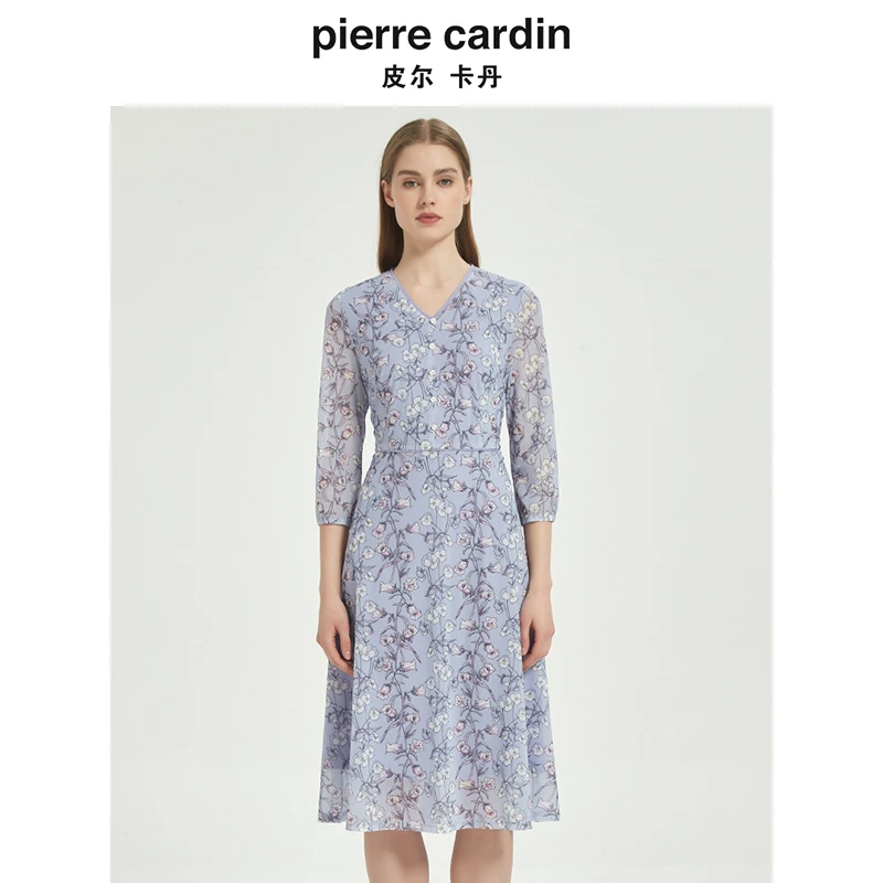 [皮尔卡丹女装]专柜正品时尚清新淡雅碎花简约连衣裙
