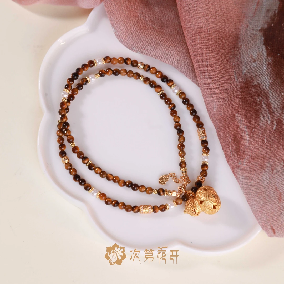 铜合金琉璃项链 铜合金 琉璃  金福愿 项链