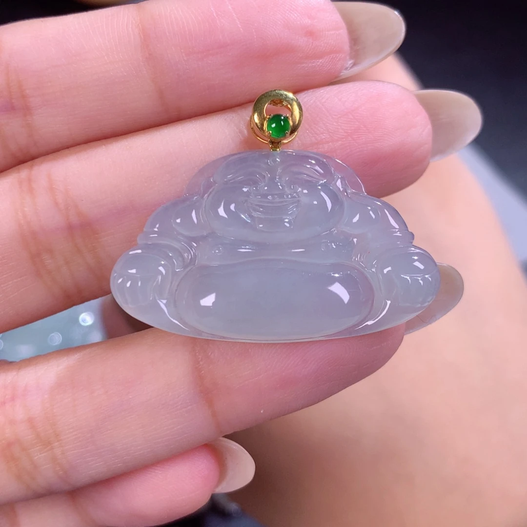 颈饰18K金镶嵌翡翠佛公