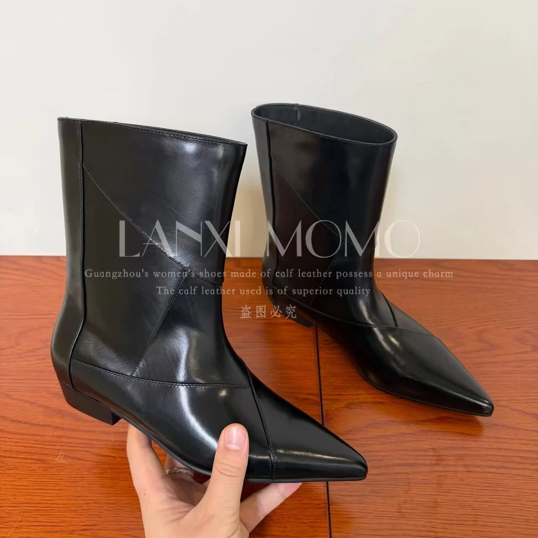 【若希】气质时尚百搭黑色女士尖头短靴25XZ775LX