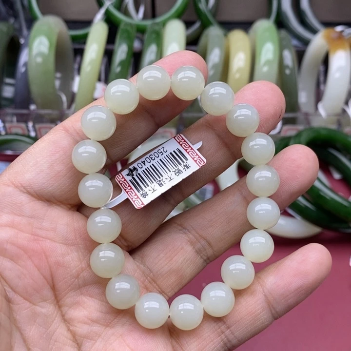 和田玉手串未镶嵌糖*&卡10