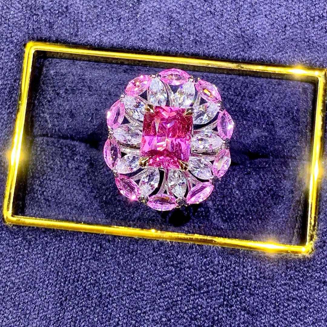 浪漫温柔18K金天然无烧粉蓝宝石戒指/两用款（不含链）