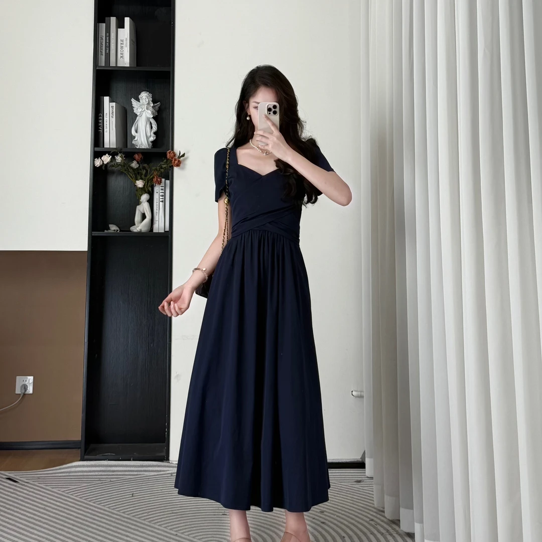 拉夏贝尔25法式气质出游洋气优雅条纹显瘦连衣裙 10450 QXJ