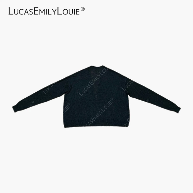 LUCASEMILYLOUIE 欢姐0220平平无奇纯色V领长袖亚麻开衫2510501