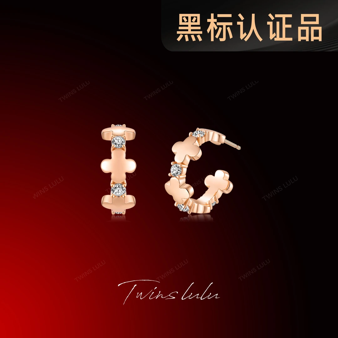 TWINS LULU镀k金夏上新小众精致轻奢简约经典四叶C形耳环TSL2411