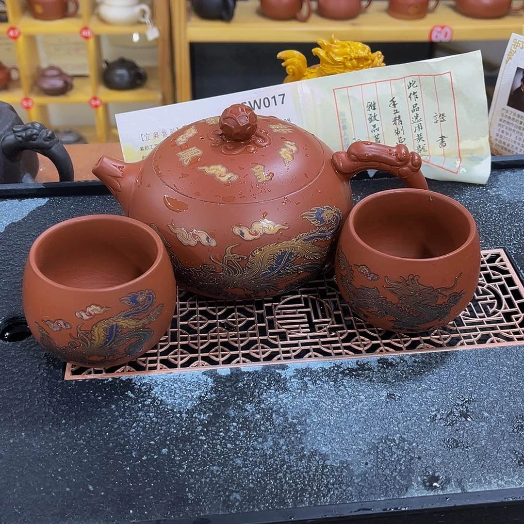 紫砂茶案紫砂壶500cc4杯