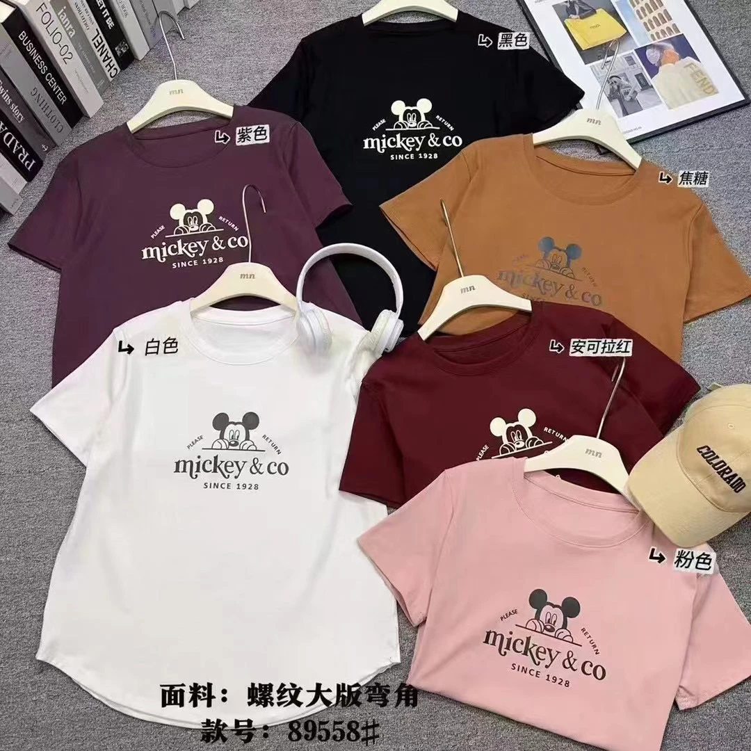 【小魔女】T恤89558夏季新款米奇短袖弧形下摆显瘦宽松百搭女