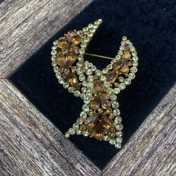 合金胸针 LL 中古vintage trifari翠法丽莱茵石胸针