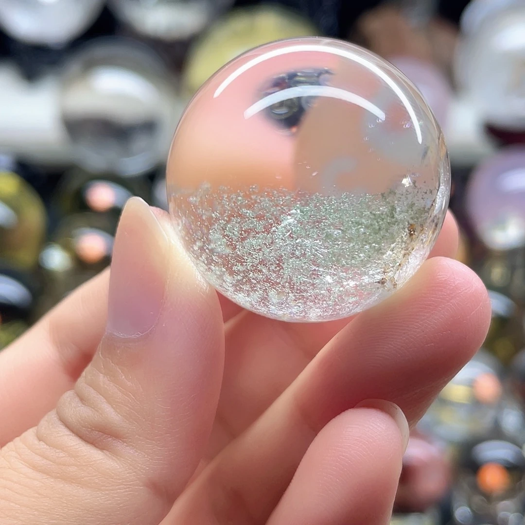 未镶嵌珠宝半成品水晶绿幽灵满天星33晶中晶