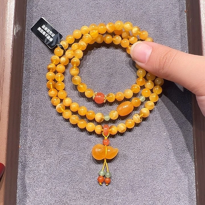 蜜蜡未镶嵌手串6.5mm蜜蜡手串