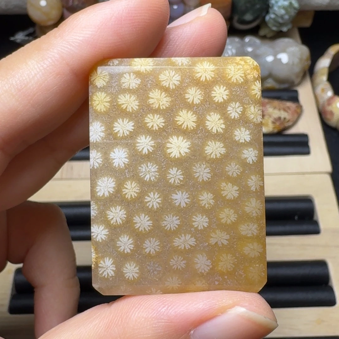 硅化玉未镶嵌金桂飘香，冰透 手工牌