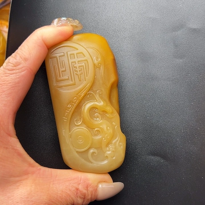 石英质玉黄蜡石手把件未镶嵌木*成