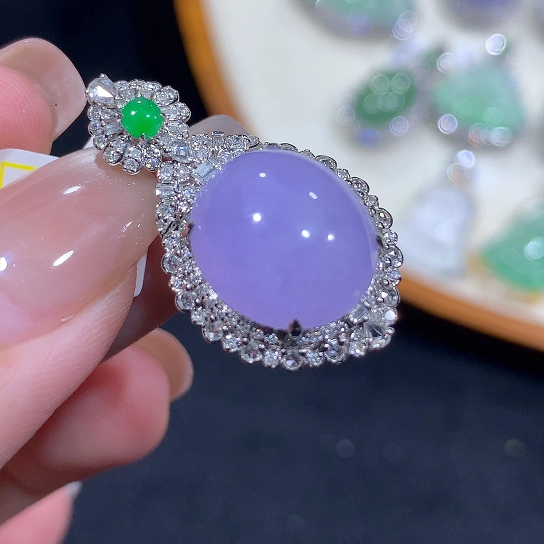 翡翠18K金镶嵌吊坠(不含链)