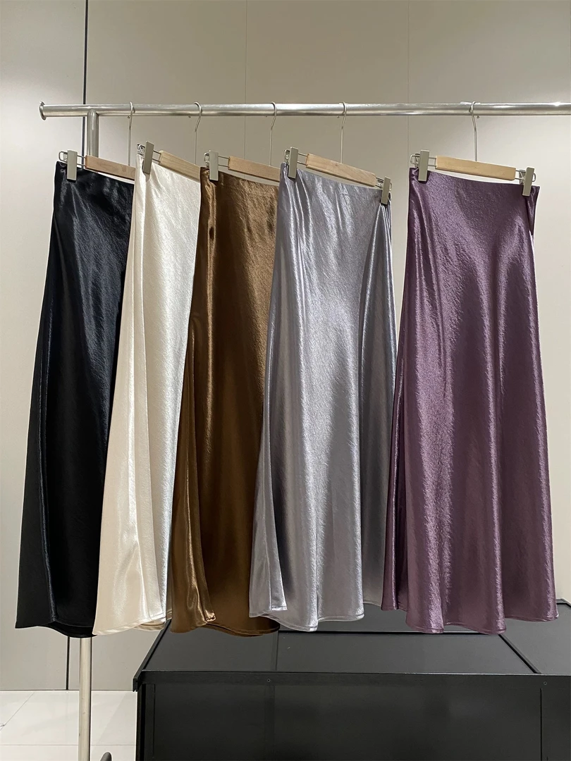 深圳南油高货【醋酸半裙】A字鱼尾摆斜裁工艺修身显瘦气质女人感