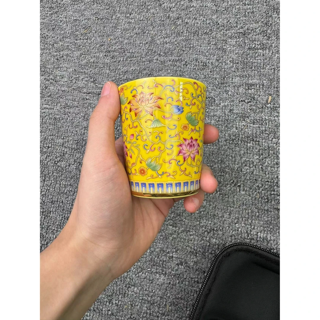 珐琅彩红牡丹可乐杯A56