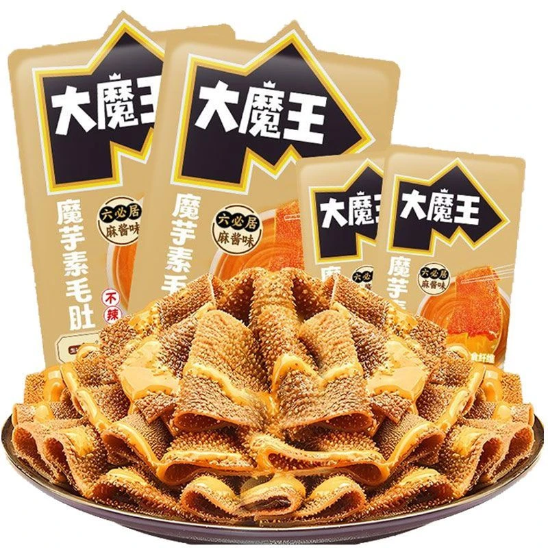 盐津铺子大魔王魔芋素毛肚六必居麻酱原味袋装香辣休闲零食一整箱