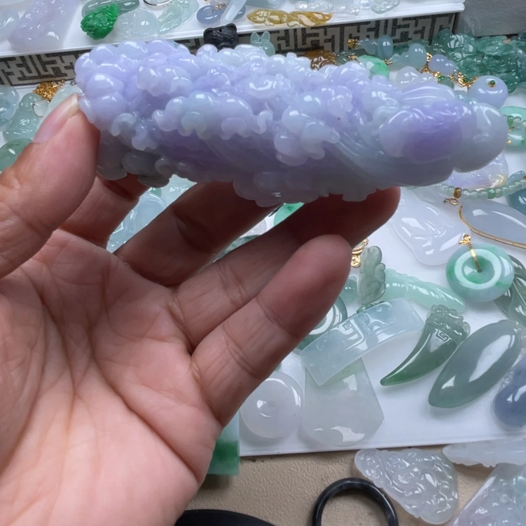 翡翠未镶嵌颈饰翡翠冰紫白菜