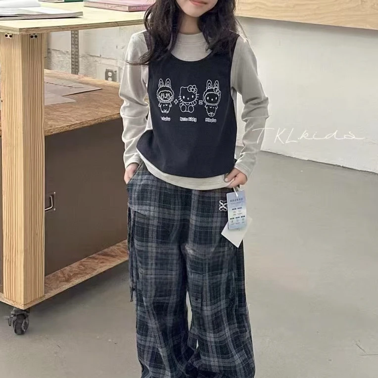 2078童装假两件打底衫