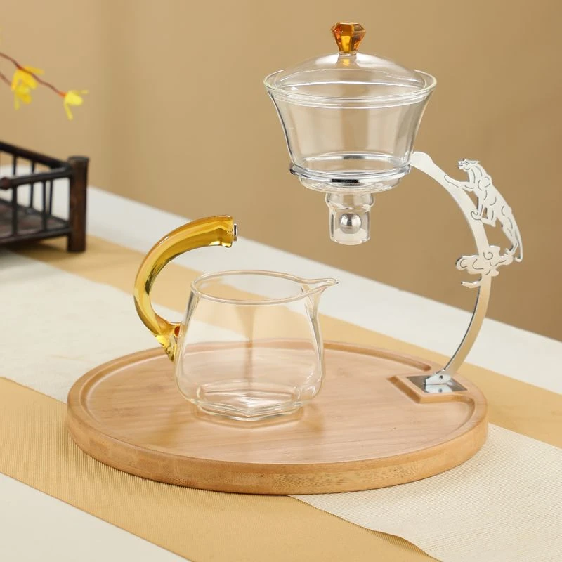 新款自动磁吸泡茶壶豪华家用玻璃茶具套装功夫茶壶一体茶杯