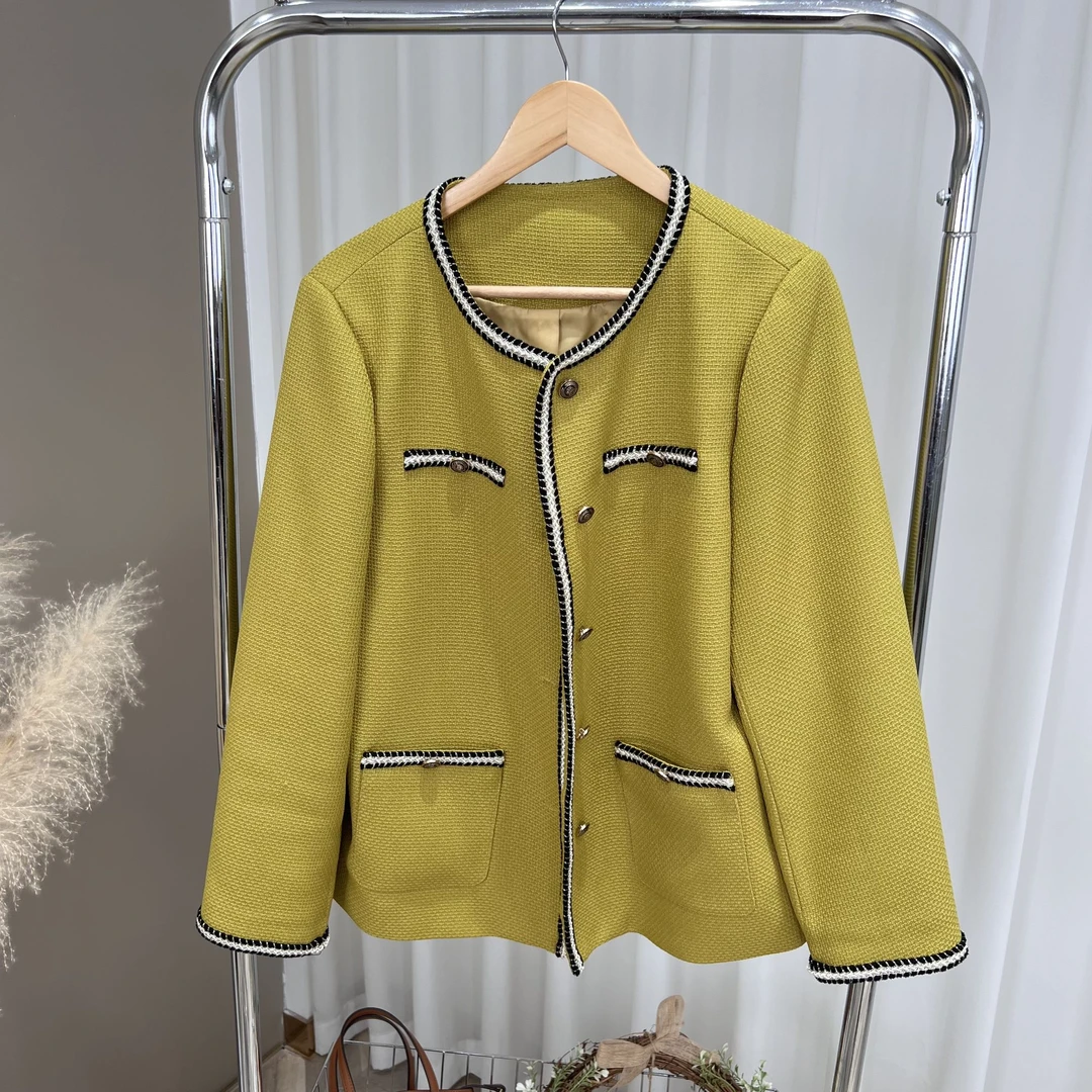 现货仅外套【悦林大码】PMM81654早秋新款小香风显瘦百搭外套