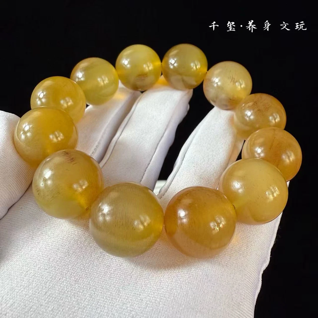 【千玺】自然手作 20mm 冰透花血丝纹大珠