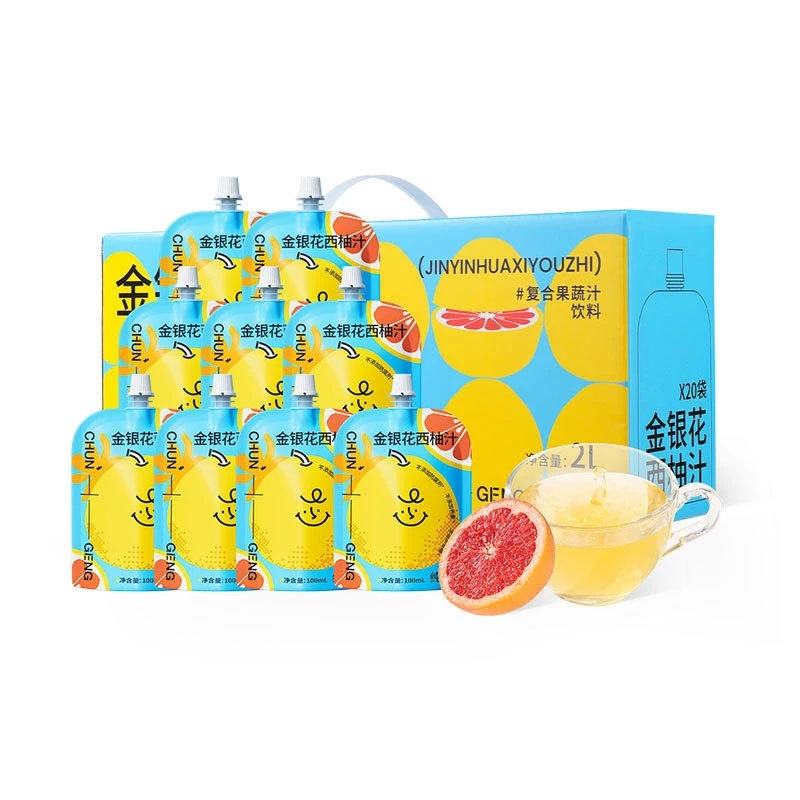 纯耕2.0L（20袋）量贩装金银花西柚汁儿童凉茶水果饮料西柚汁饮品