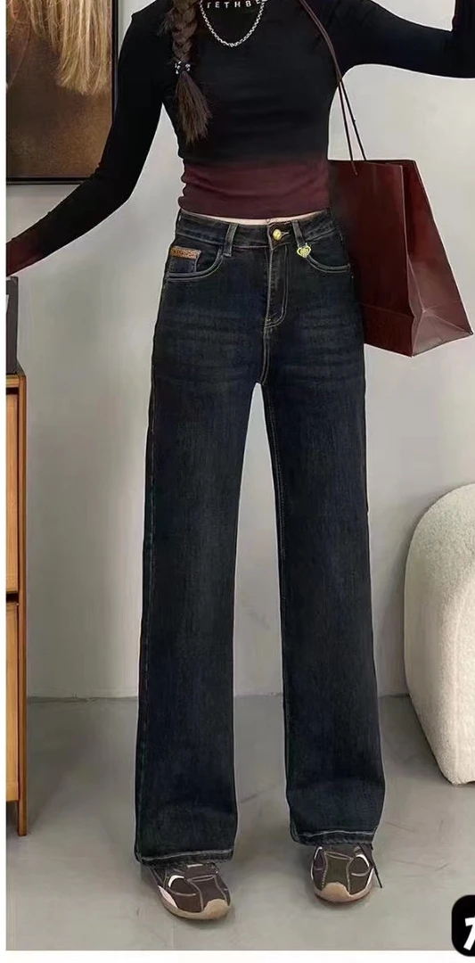 8008新款暖宝宝弹力显瘦窄板阔腿裤