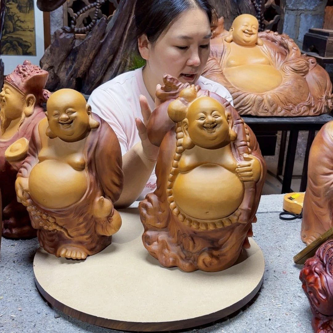 落****香樟木福袋弥勒佛