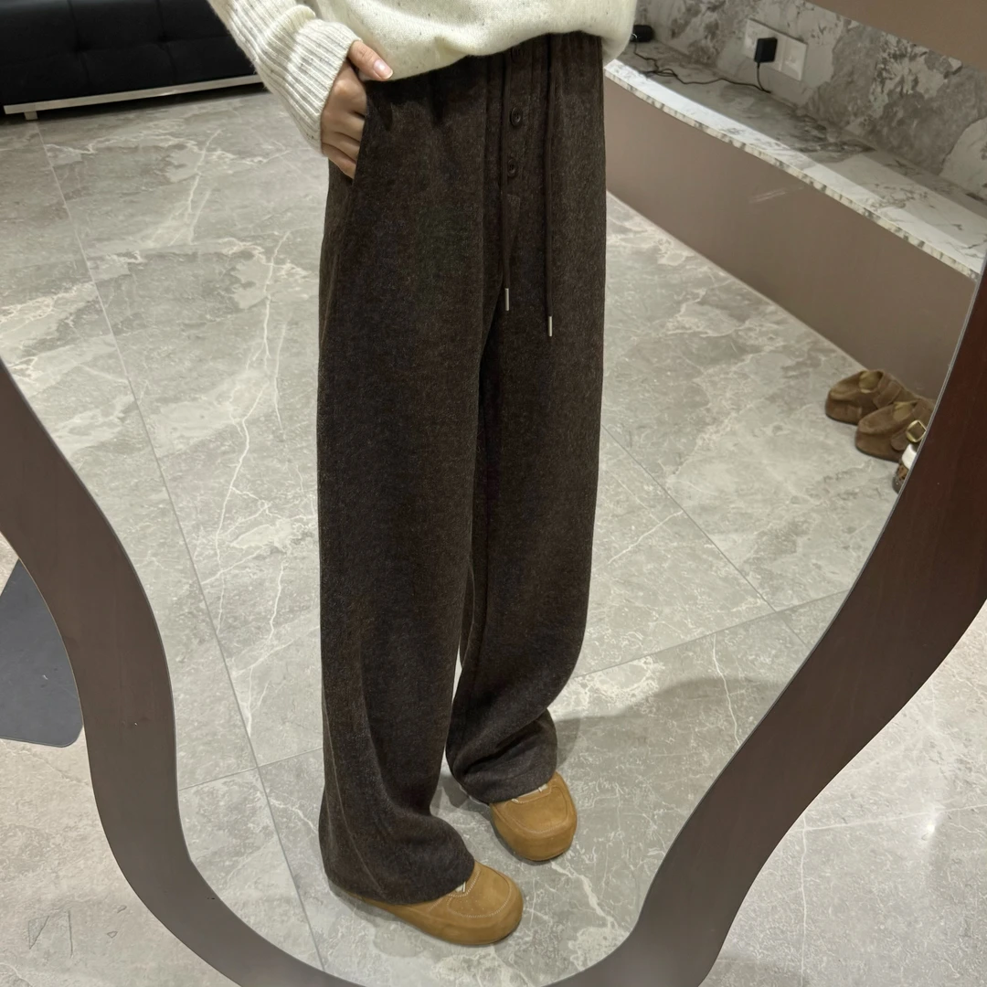 SUMU/宿慕女士高品质休闲拖地裤2025新款高腰显瘦宽松直筒阔腿裤