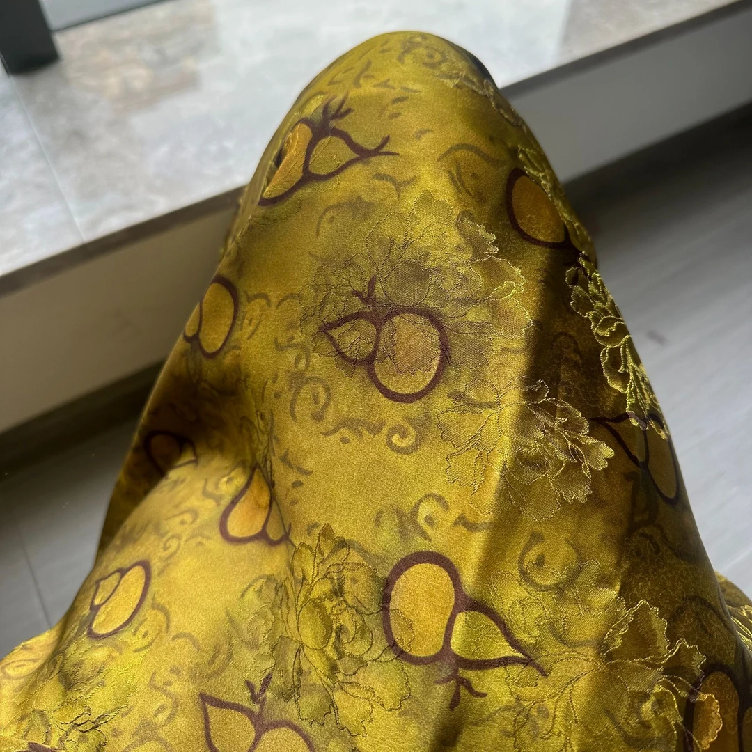 【宝葫芦】布头时装面料花萝香云纱提花绢纺莨纱重磅顺德莨绸