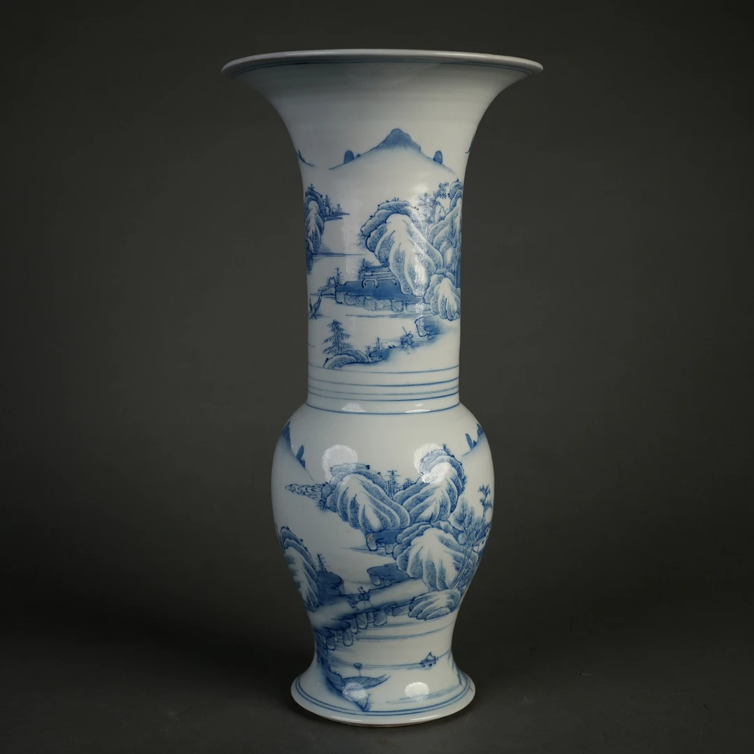 LOT 062816青花山水人物纹凤尾尊【拍卖】