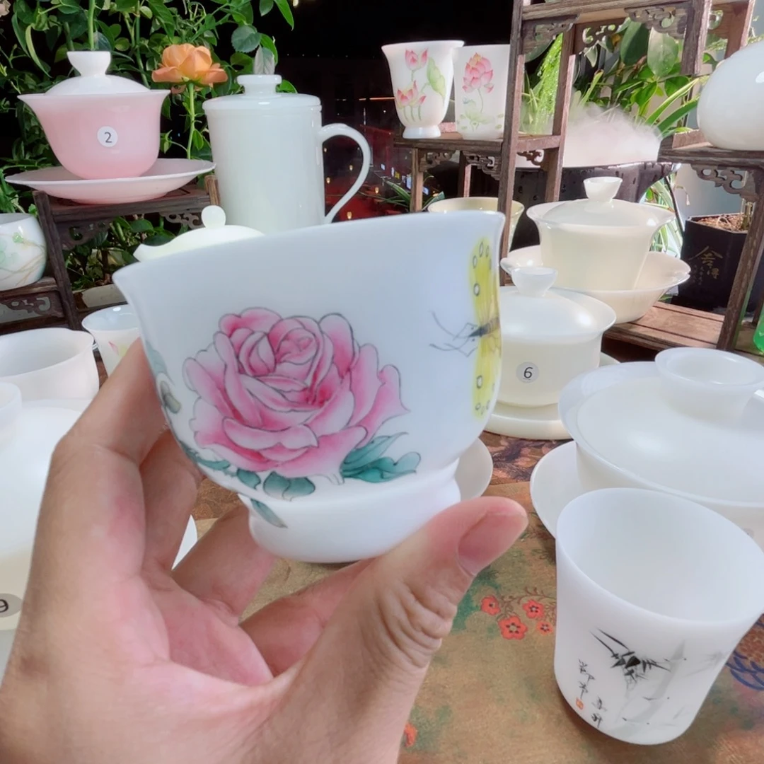 手绘玫瑰主人杯玉兰杯