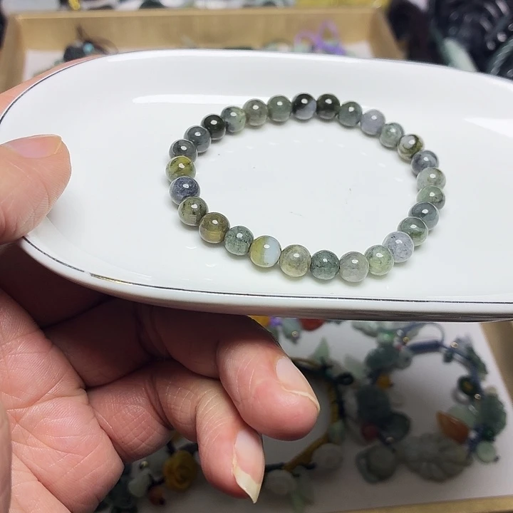 翡翠未镶嵌手镯乌鸡手串7mm+