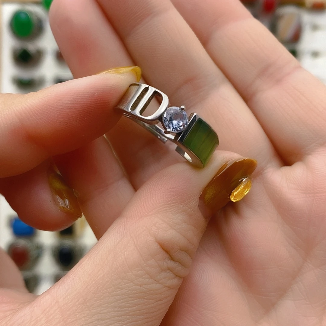 和田玉银S925镶嵌戒指