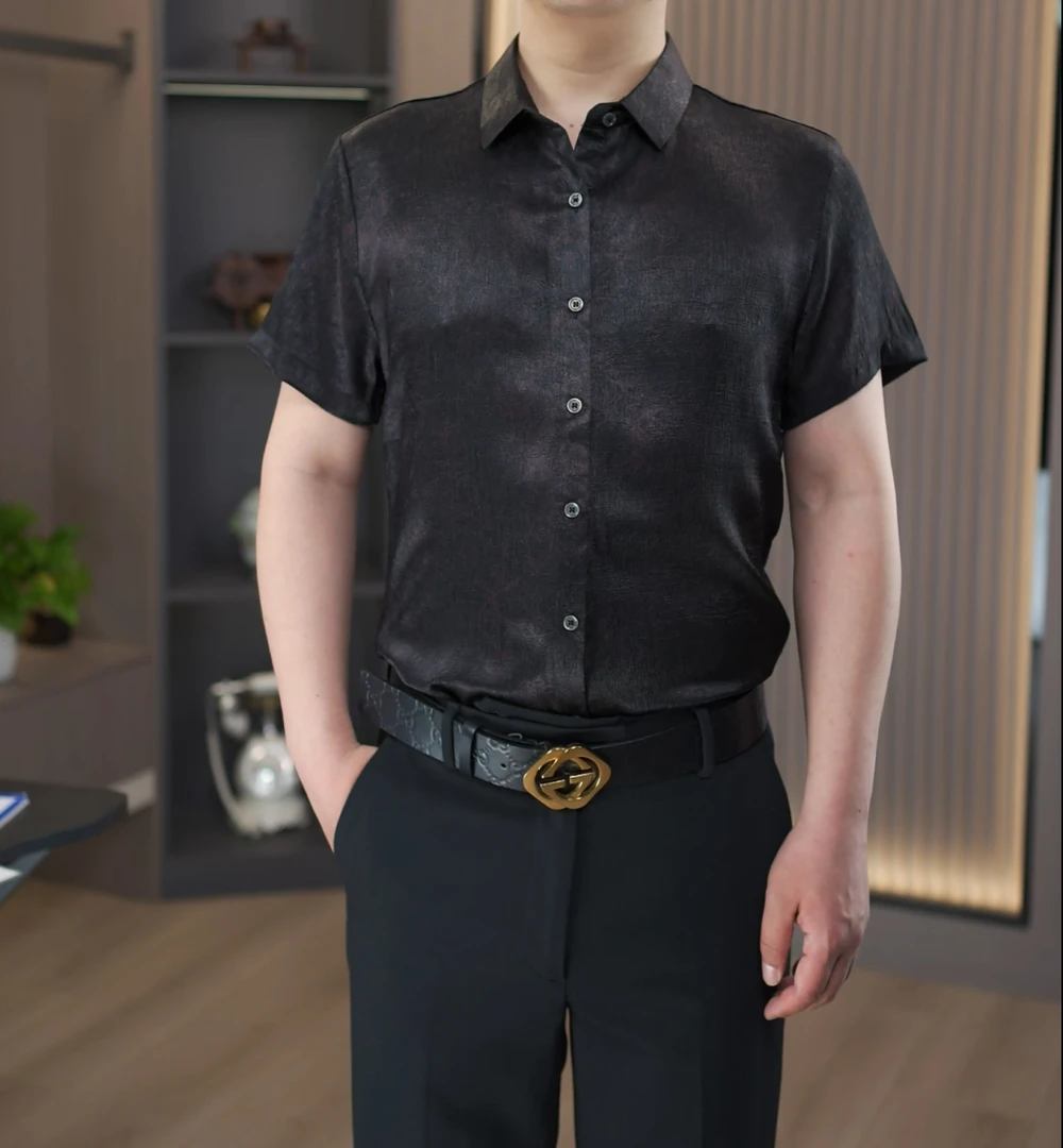 【古法制作 非遗香云纱】夏季男士桑蚕丝透气吸汗不贴身高端衬衫