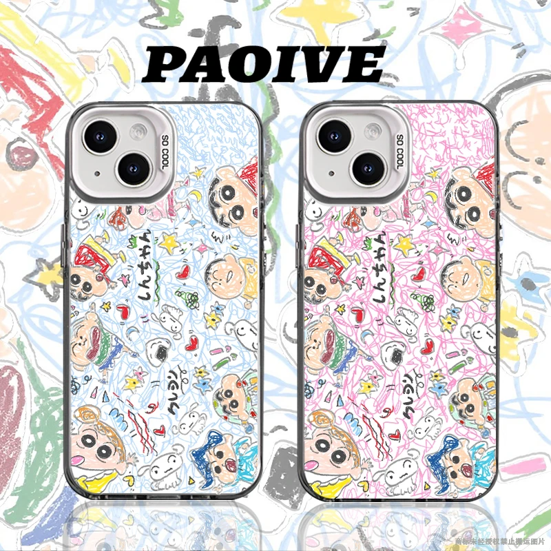 蜡笔小新创意适用苹果华为一加iPhone小米三星防摔彩银手机壳