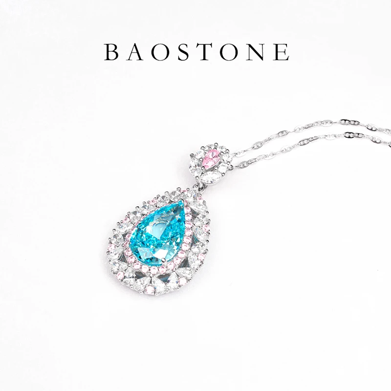 坠链均925银合成锆石 【人鱼之泪】蓝色气质轻奢项链t420