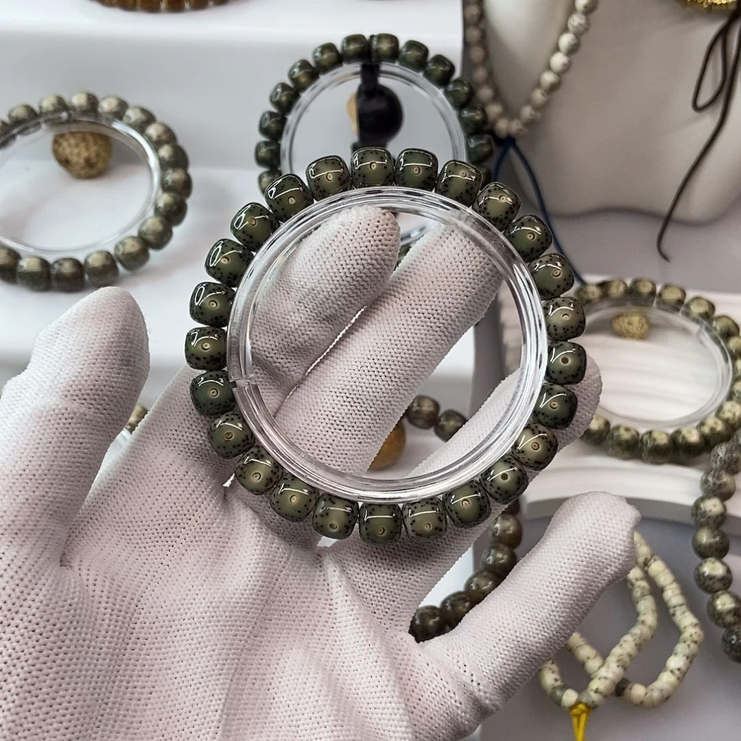 星月菩提手串白****悠卡9绿冰透大眼睛m 32