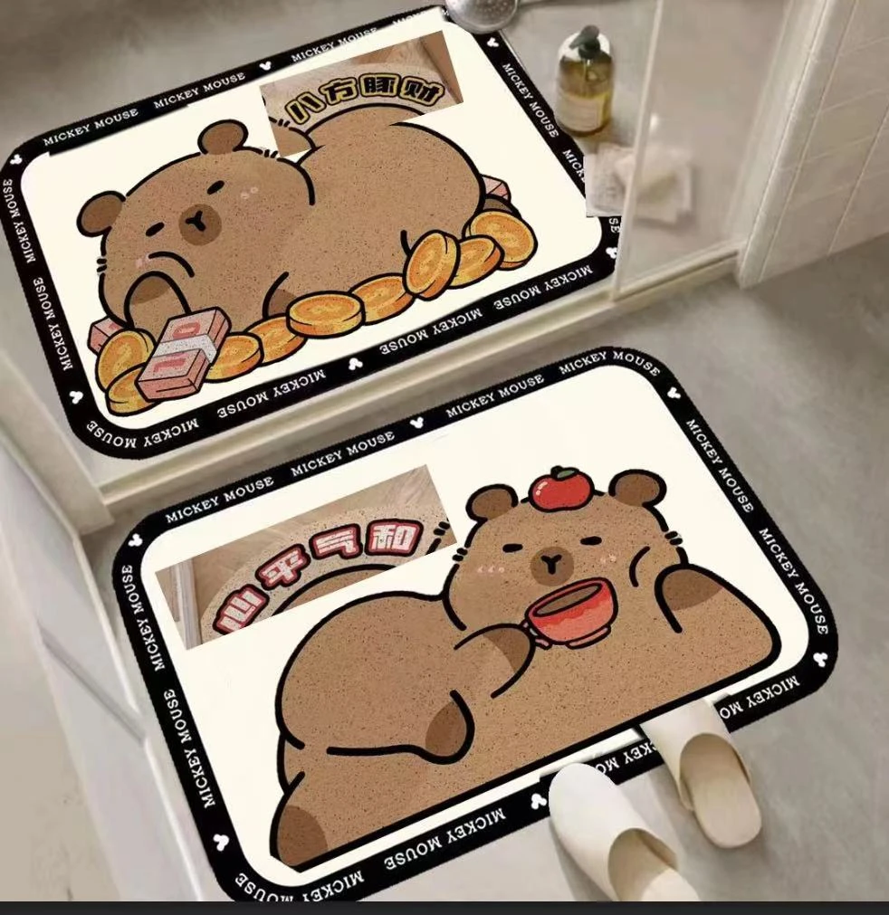 《卡皮巴拉》两件套40*60装阳台床边浴室软装地垫硅藻泥