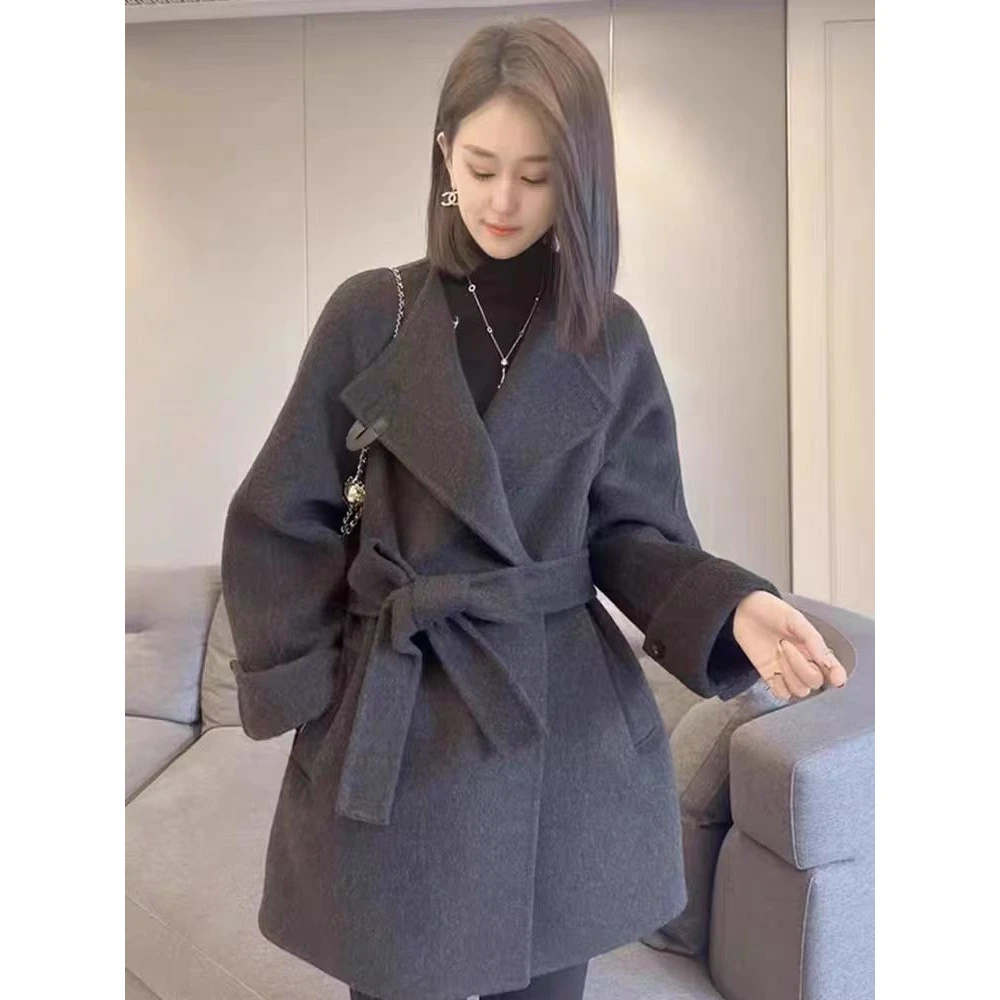 2288 X时尚网红双面呢冬季百搭大衣气质中长款外套-2288