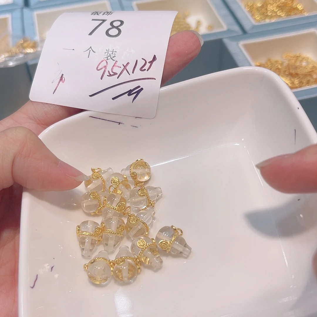 水晶珠宝半成品银S925镀金镶嵌78 。