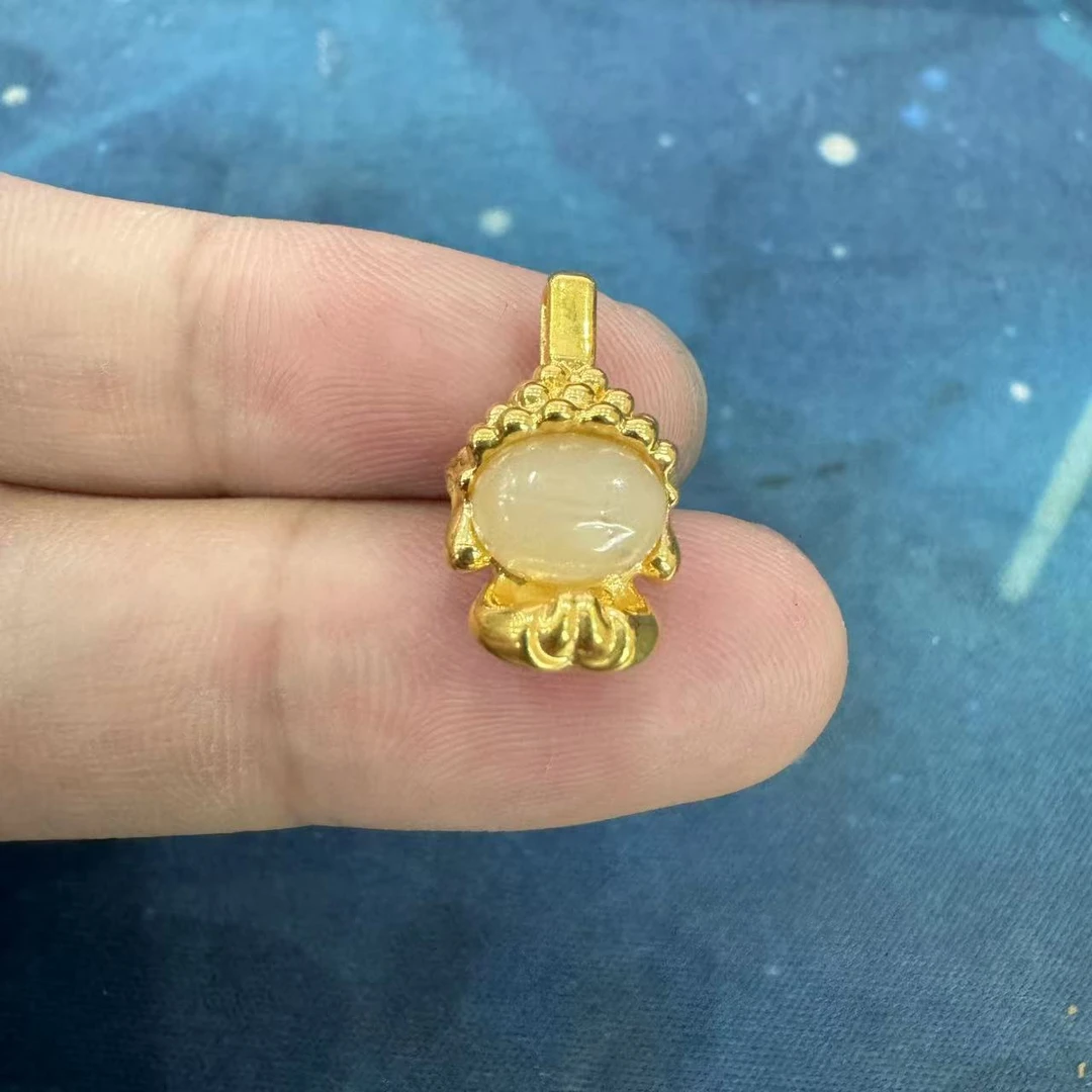 【SG】足金和田玉宝宝佛吊坠 赠链