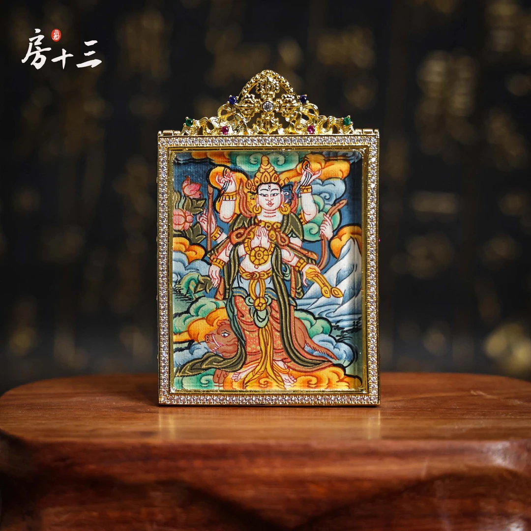【房十三】摩利支天-九紫离火双面手绘唐卡