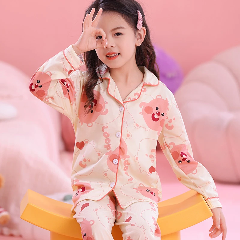 儿童睡衣春秋季长袖女孩中大童薄款卡通夏天空调服家居服女童套装