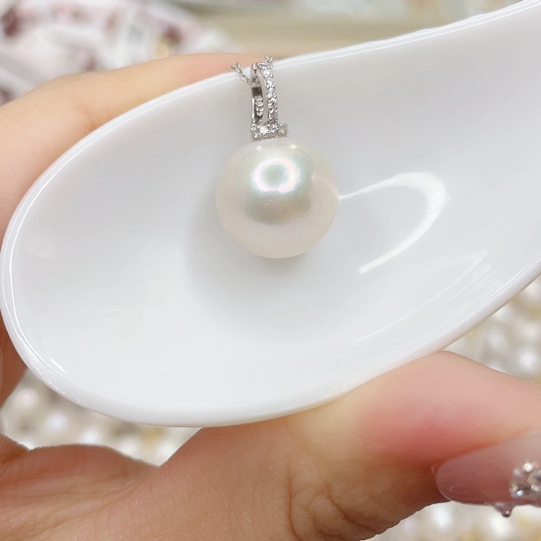 淡水珍珠银S925镶嵌吊坠(不含链)