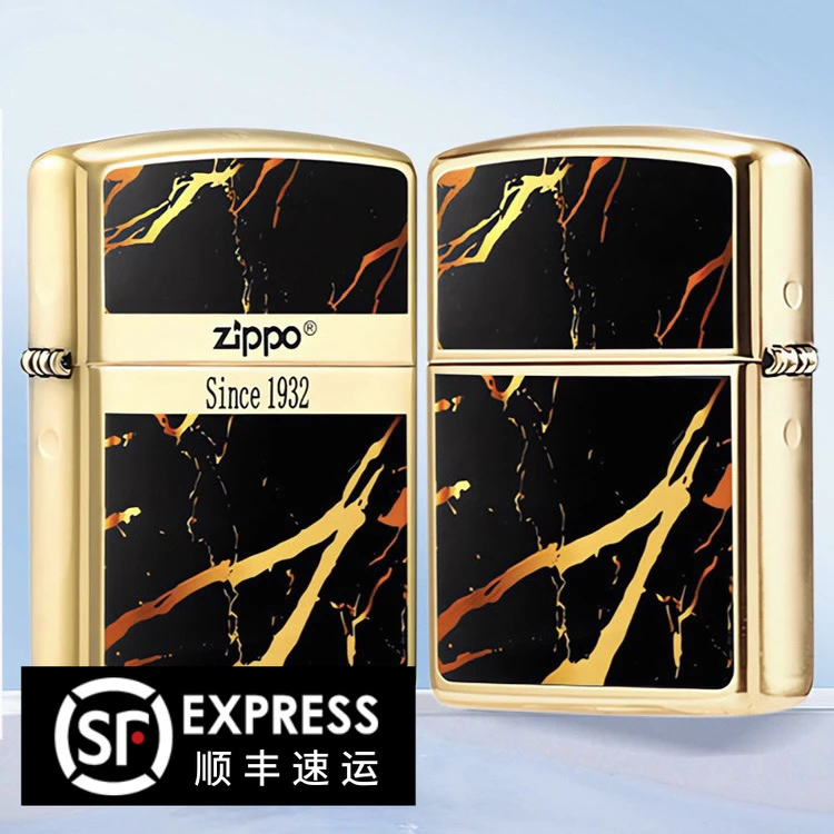 ZIPPO/之宝打火机正品镀金珐琅漆大理石纹春日送礼双面镜面DYH1X1