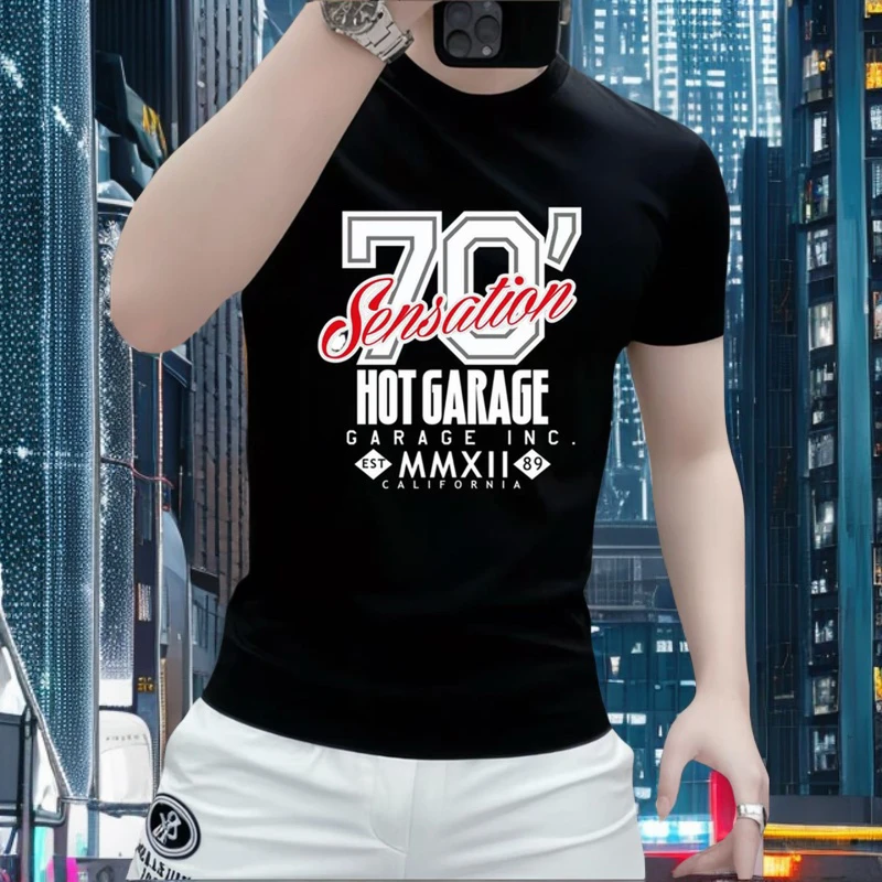 2025短袖t男士时尚休闲百搭夏季潮流修身圆领